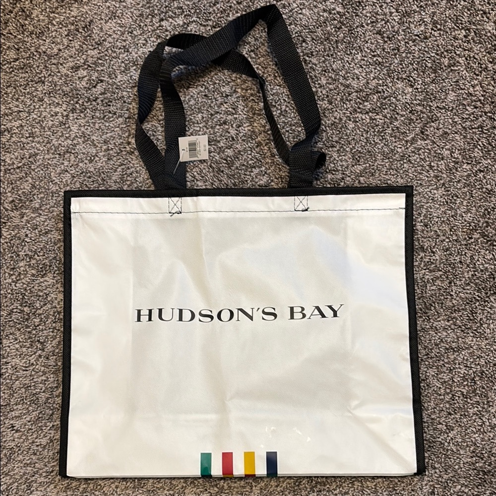Hudson's Bay White Tote Bag with Black Trim